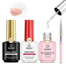 Beetles HEMA-Free Nail Tips Glue Kit, All-In-One Nail Extension Kit For Press On False Nails, DIY Salon Manicure At Home - 3Pcs 15Ml HEMA-Free Nail Extension Kit - 查看 1