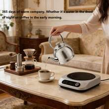 Haus Roland Ấm đun nước nhỏ gọn, tinh tế, làm bằng thép không gỉ 304, dung tích 1 lít, thích hợp sử dụng trên bếp ga, bếp từ. - Màu cát - Xem 5