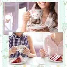 Rtteri - Juego de tazas de té y platillo para novia 7 onzas juego de tazas de té de porcelana para decoración de fiestas té de novia café elegante victoriano verde floral - Verde - Ver 5