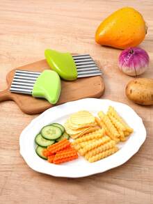 Stainless Steel Wavy Slicer, Can Be Used To Cut Potatoes, Carrots, Vegetables, Also Can Cut Wavy Shapes, Serves As French Fry Cutter - Multicolor - View 7
