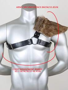 1pc Medieval Renaissance Knight Half Shoulder PU Leather Cape/Shawl, Suitable For Viking Theme Fairs, Role-Playing Games And Cosplay Outfits - A - View 5