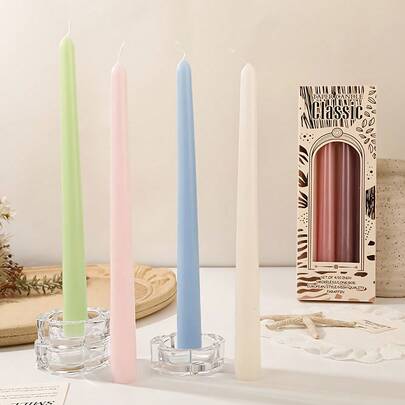 1 Cái/bộ 25 Cm Nhiều Màu Hình Nón Dài Chân Nến Cho Tiệc Cưới Không Khí, Không Khói Và Không Mùi Màu Nến, 10 Inch