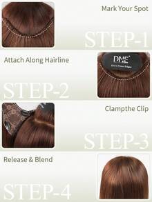 DNE HAIR 1 Piece V-Shaped Clip In Hair Extensions Top-V 100% Human Hair Color 4# Middle Brown Straight Hair For Women Easy To Style, Lightweight, Breathable, Invisible Suitable For All Hair Types And Daily Wear& Fashion Lovers - S4 - View 4