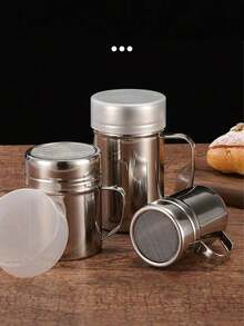 1pc Stainless Steel Powder Shaker With Mesh Holes, Pepper Grinder, Fancy Coffee Powder Dispenser - Model With Handle - View 2