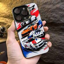 Póster de carreras de coches japoneses en blanco, naranja, rojo y azul.funda de teléfono Fundas compatibles con ,Apple,VIVO,OPPO,,, y Honor.Fabricadas en silicona TPU,ofrecen protección contra golpes y caídas. - Negro - Ver 4
