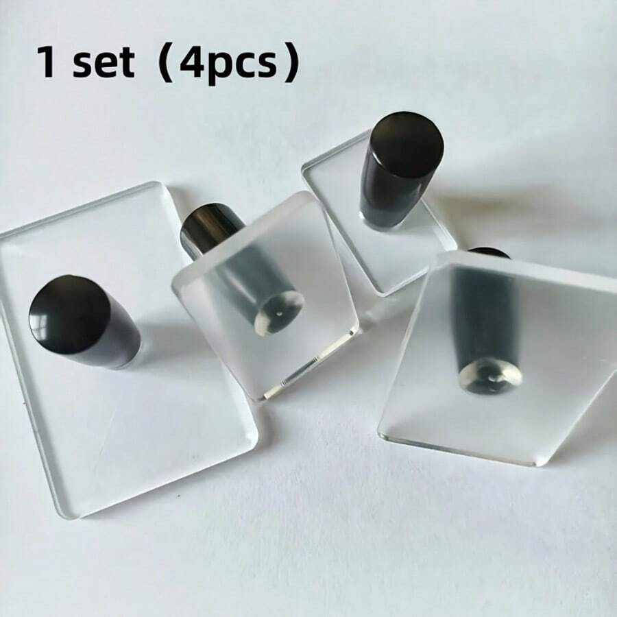 1 Set (4pcs), Acrylic Rectangular Transparent Stamp Accessories With Handle