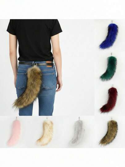 Versatile Fox Tail Hanging Decoration, Can Be Worn On Waist Or Attached To Bags, Cute & Playful Accessory, Available In Multiple Colors
