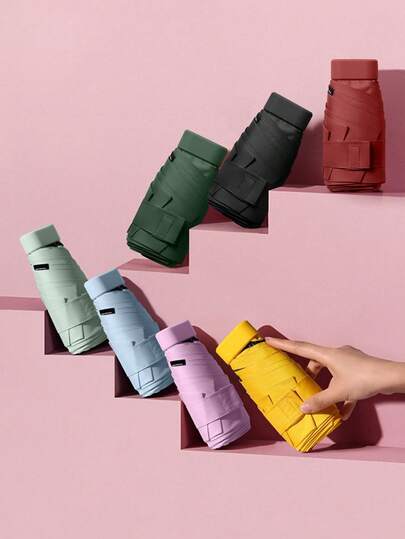 1 pieza Mini sombrilla, sombrilla cápsula, sombrilla parasol para mujer, sombrilla de viaje portátil, sombrilla de bolsillo, sombrilla plegable con protección UV, con funciones de parasol y resistente a la lluvia, unisex, portátil para uso diario, regalo exquisito para mujeres, artículo imprescindible para vacaciones