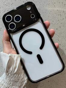 奢华简约透明磁吸手机壳，兼容 17 Pro Max、17 Pro、17 Air、17、16 Pro Max、16 Pro、16、15 Pro Max、15 Pro、15，亚克力防震边框后盖 - 黑色 - 查看 1