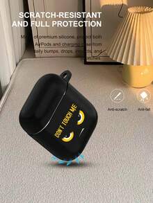 1个“别碰我”卡通表情黄色英文标语2D印花图案时尚百搭个性化耳机保护套，创意神秘风格，适合作为礼物送给女朋友、闺蜜、妻子、爱人、阿姨、老板、姐妹、情侣、同学、老师，生日/节日礼物，黑色哑光软保护套，兼容 2/3/4/PRO/PRO2/PRO3 - 黑色 - 查看 1