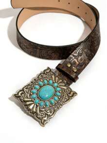 1pc Women's Fashion Embossed Beaded Bohemian Style Belt - Bronze - View 7