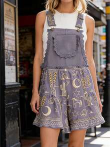 Cccoqdj Women's Summer Straps Floral Print Ruffle Short One Piece Jumpsuits Rompers Overall Dress Cute Sleeveless Flared Boho Pattern Print Women Clothes, Romper Wide Leg Jumpsuit Y2k Casual Streetwear Going Out Outfits, Tropical Vacation Outfits Women, Summer Outfit For Women, Spring Outfits For Women, Beach Outfits For Women, Cruise Outfits For Women - Vàng - Xem 1