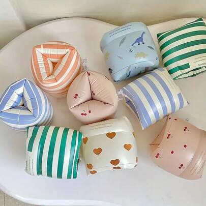 1/2pcs Inflatable Arm Bands, Summer Swimming Pool Party Arm Floats, Arm Rings With Air Pump, Helpful For Beginner Swimmers