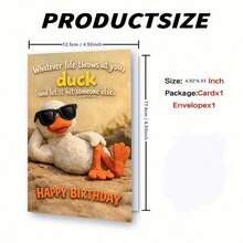 1pc Funny "Whatever Life Throws At You Duck" Birthday Greeting Card With Envelope, Cool Duck Design For Friends - View 3