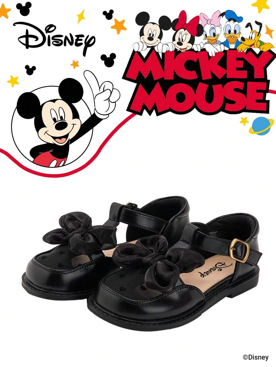 Sản phẩm hợp tác chính thức với Mickey Mouse | Sandal đế bằng kiểu chiến binh Disney dành cho trẻ em với chi tiết nơ, giày quai ngang mùa hè. - màu đen - Xem 1