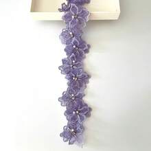 6.5cm Wide Multi-Color Double-Layer Lace Beaded Floral Fabric Trims & Accessories - Lace - View 7