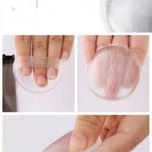 Silicone Transparent Pink Powder Puff, Suitable For Dry And Wet Use, Comfortable And Skin-Friendly, Non-Powder, Easy To Clean, Washable And Reusable, With Storage Box, Portable Beauty Powder Puff, Suitable For Travel And Shopping - One Size - View 9