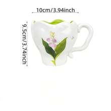 Creative Handmade Asymmetrical Tulip & Lily Ceramic Mug, Hand-Painted Breakfast Coffee Cup, Milk Cup, Water Cup, Tea Cup - Multicolor - View 5