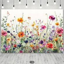 这款春季背景布，以丰富的野花和绿色植物为特色，非常适合生日、婚礼、周年纪念、摄影工作室和夏季派对。婚礼背景 | 生动花卉设计 | - 7 - 查看 5