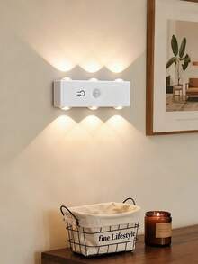 RGB Sensor Night Light, Top & Bottom Illumination Wall Lamp, Dimmable, USB Rechargeable LED Light, Suitable For Living Room, Bedroom, Stairs, Bedside Table, Wardrobe Lighting - One Size Fits All - View 7