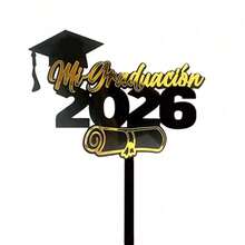 1pc/3pcs/5pcs Black & Gold Acrylic 2026 Graduation Cake Topper, Suitable For Graduation Theme Party DIY Cake Baking Decoration - Multicolor - View 3