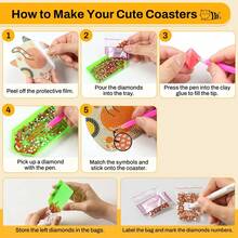 8/16/100pcs Cat Butt Coaster Set With Stand, Diamond Painting Coaster Set, Non-Slip DIY Pointillism Craft Set, A Fun Gift For Cat Lovers - Cat Diamond Coaster - View 6