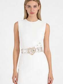 Women's Transparent Heart-Shaped Buckle Belt, Minimalist Versatile Casual Waist Belt Suitable For Pants And Dresses - Clear - View 2