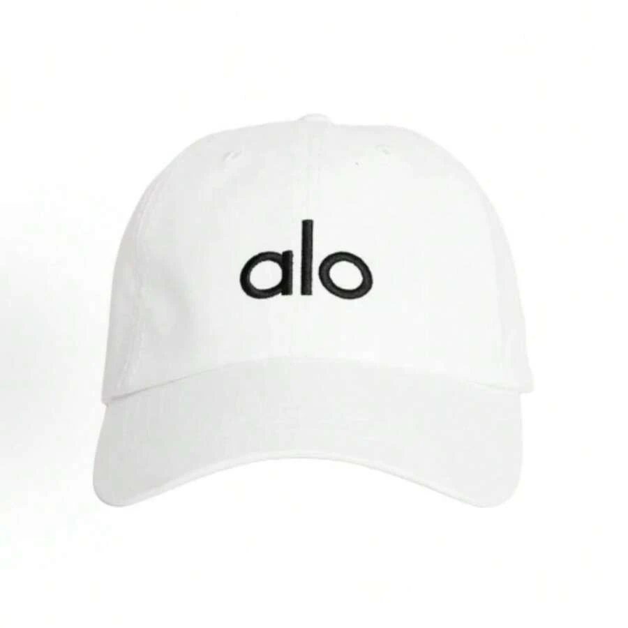 Alo Yoga ALO Yogo Men Women Baseball Cap-Low Profile Adjustable Washed - 白色和黑色 - 查看 1