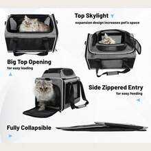 Soft-Edged Expandable Pet Carrier, Compliant With Most Airlines' Under-Seat Cabin Regulations (Please See Relevant Regulations) - TSA-Compliant Cat And Dog Travel Carrier, 18x11x11 Inches, Available In Multiple Colors. - 粉色 - 查看 6