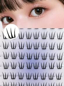 80pcs Self-Adhesive C-Curl Natural False Eyelashes, Suitable For Daily Wear And Special Occasions, Ideal For Beginners DIY, Damage-Free And Easy To Apply, Long-Lasting And Comfortable For Party, Photography, Stage, Soft Texture - C - View 3