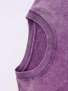 1PC Y2K Vintage Washed T-Shirt | Men's YLA Graphic Tee | Gym Graphic Tee | Gifts For Men Or Boyfriend | 100% Cotton | 230Gsm Thickened Fabric | Unisex - Màu tím - Xem 6