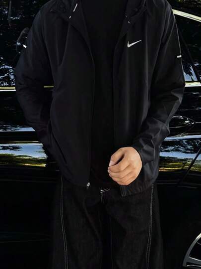  Áo Hoodie Nike MILER As M Nk Rpl Miler Jkt in logo phản quang dành cho nam, mùa xuân