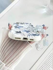 1 Piece Of Fashionable Phone Case. Does Not Include Lanyard Or Stand. Blue Floral Novelty Cream Flower Textured Wavy Floral Painted Edge Anti-Drop Phone Case With Bracelet Accessory, Compatible With IPhone 17 Pro/17 Air/17/17 Pro Max/16/11/16 Pro/16 Plus/16 Pro Max/16e/15 Pro Max/13/14/12/XS/XR/7G/8P, Galaxy S25/S25 Plus/S25 Ultra/A16/A36/A26/A56/A50/A12/A32/A52/A72/A51/A21S/A13/A14/S24/S24 Plus/S24 Ultra, S22/A52/A53/A54/A55/S23, 11/12 Pro/12/12X/13 Pro/14 Pro/15 Pro, 10/9/Note 9/12c/Note 11 Pro/Note 8 Pro Spring - 多色 10 - 查看 5