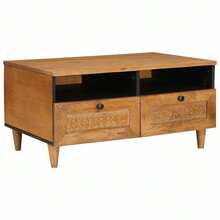 CROISSANCE Table basse Marron Clair 80 x 54 x 40 cm Bois d'acacia massif - Tabac - Voir 2