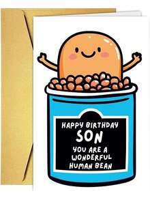 1 Thiệp chúc mừng sinh nhật ngộ nghĩnh "Người Hạt Đậu Tuyệt Vời" kèm phong bì đỏ, hình minh họa hạt đậu nướng, thiệp sinh nhật hoàn hảo dành cho con trai và gia đình. - 18*13cm - Xem 8