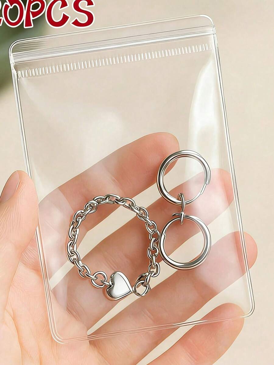 1/2/6/20个装可重复使用珠宝收纳袋，拉链密封透明PVC药袋，珠宝整理袋