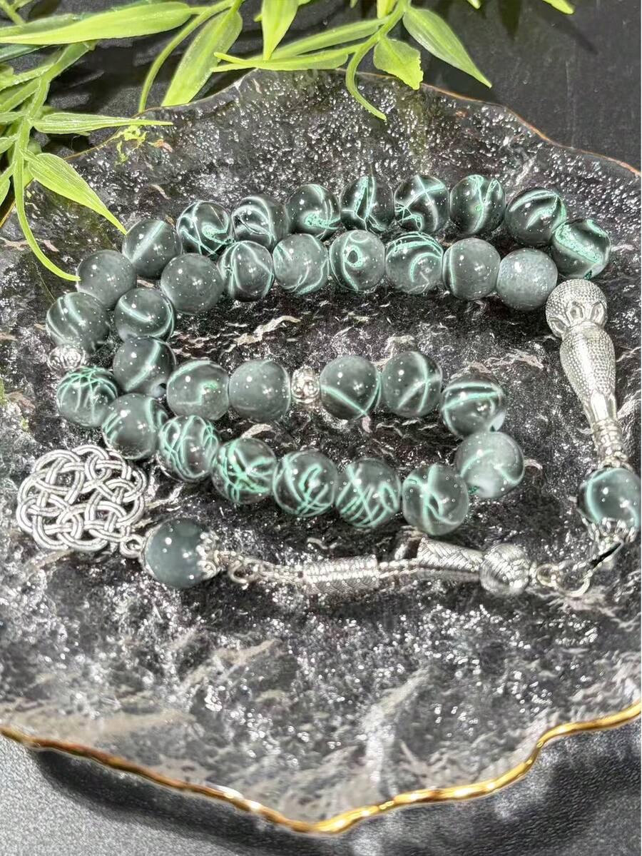 1条穆斯林33珠念珠祈祷手链，男女皆宜，斋月礼物 - 彩色 - 查看 1