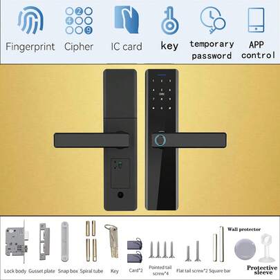 Cerradura de puerta electrónica con contraseña y huella digital - Entrada sin llave, fácil instalación, compatible con la aplicación Tuya, 5 métodos de desbloqueo convenientes con panel táctil
