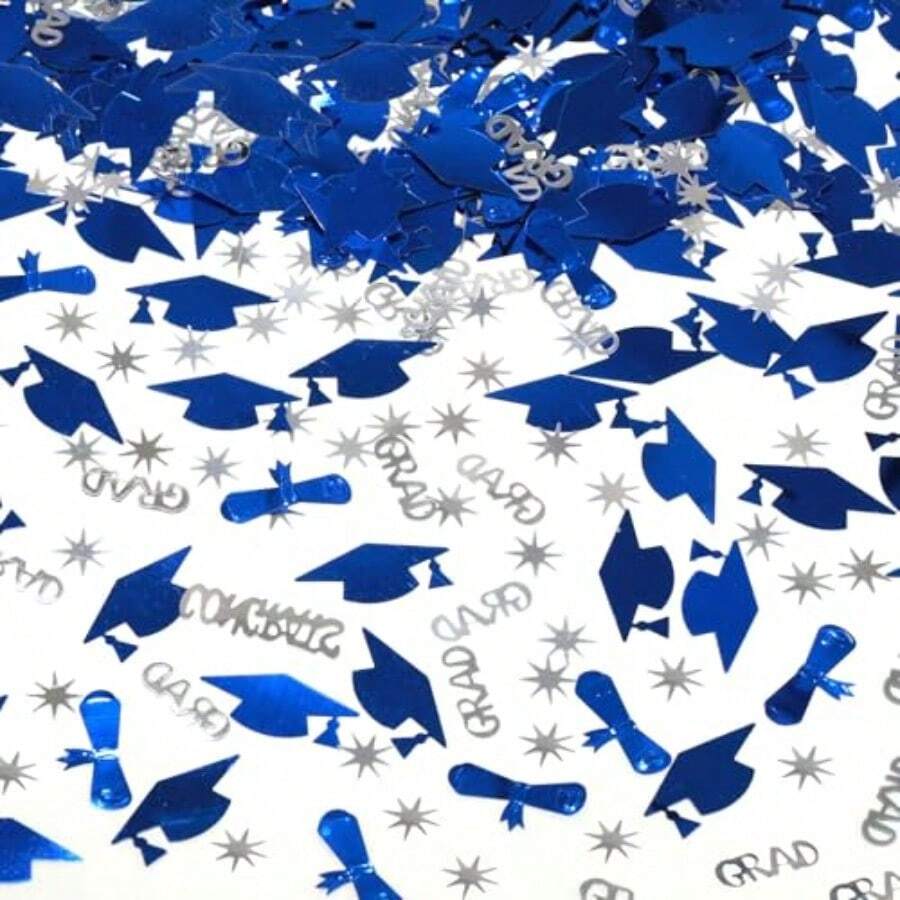 Silver And Blue Graduation Confetti 2026 1000 Pcs Class Of 2026 Table ...