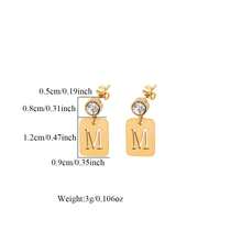 1对时尚不锈钢字母吊坠圆形耳环（女士款） - 金黃色 - 查看 2