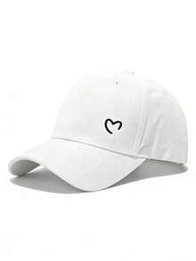 1pc/2pcs Black & White Embroidered Heart Baseball Cap, Fashionable Minimalist Couple Gift - A - View 13