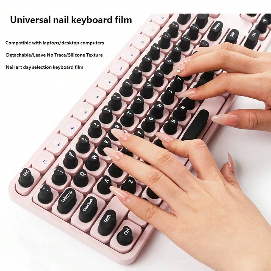 OUMINGYQ Universal Silicone Keyboard Cover - 70 Keys Removable DIY Keyboard Protector, 3 Colors Available, Long Nail Keyboard Membrane With Raised Grooves, Suitable For Laptop - Multicolor - View 1