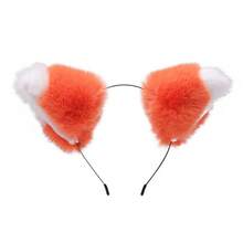 动物耳朵发箍，狐狸和兔子套装，情侣角色扮演，派对服装，可爱配饰，拍照道具，毛绒耳朵，情侣装，服装派对 - 彩色 - 查看 9