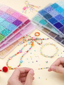 5200 piezas/Caja Cuentas de vidrio de 24 rejillas Kit de fabricación de joyas DIY, adecuado para pulseras de mujer y regalos festivos - caja de 24 compartimentos - Ver 6