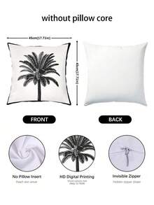 1/2/4pcs Single-Sided Black Palm Tree Print Throw Pillow Covers - Modern Tropical Style Minimalist Design With Zipper Closure, Suitable For Living Room & Bedroom - Black and White - View 5