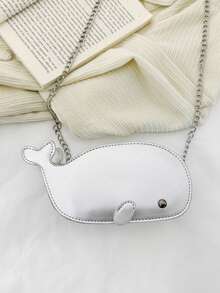 1个女童可爱鲸鱼造型PU拉链链条斜挎包，适合春夏日常使用 - A - 查看 13