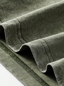 1PC Y2K Vintage Washed T-Shirt | Men's Graphic Tee | YLA Dripping Skull Design Pattern | Gifts For Men Or Boyfriend | 100% Cotton | 230Gsm Thickened Fabric | Unisex - 綠色 - 查看 8