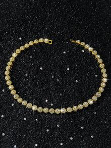 1 Set Collar y Pulsera de Hombre con Cadena de Diamantes Redondos de Cristal - Estilo A - Ver 7