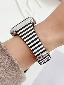 1条时尚经典条纹PU皮革表带，兼容表带38mm 40mm 41mm 44mm 45mm 49mm（S10 42mm）（S10 46mm），女士款；可爱清新印花皮革表带，兼容 Series 11 Ultra 3 SE3 Ultra 2 S10 SE2 9 8 7 SE 6 5 4 3 2 1 - 彩色 - 查看 2