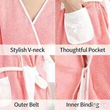 1pc Minimalist Wearable Bathrobe, Pineapple Plaid Design, Quick-Drying Soft Fabric, Comfortable To Wear - Multicolor - View 7